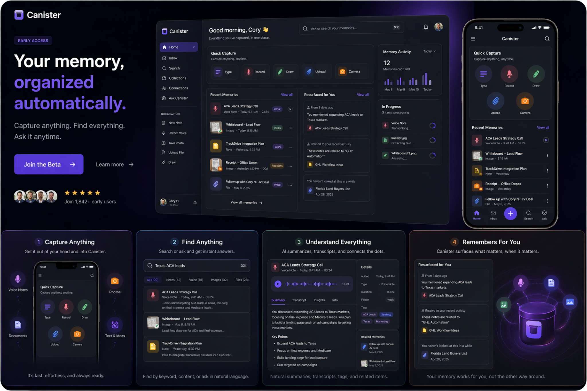 Kanister business dashboard