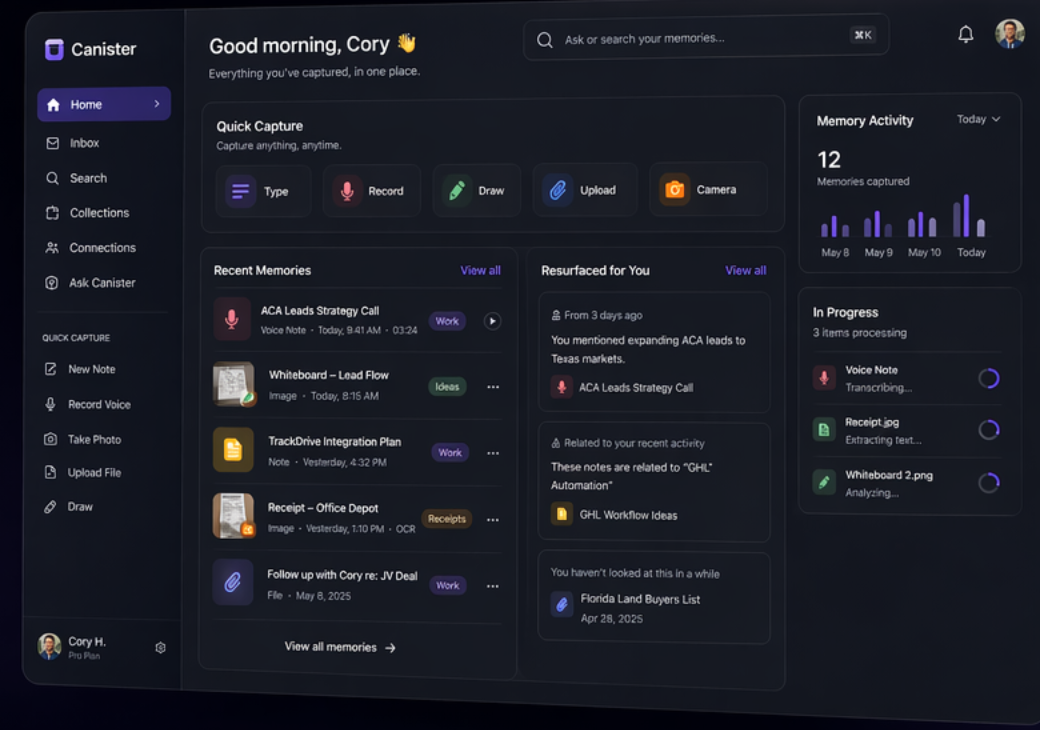 Kanister personal dashboard — click to join beta